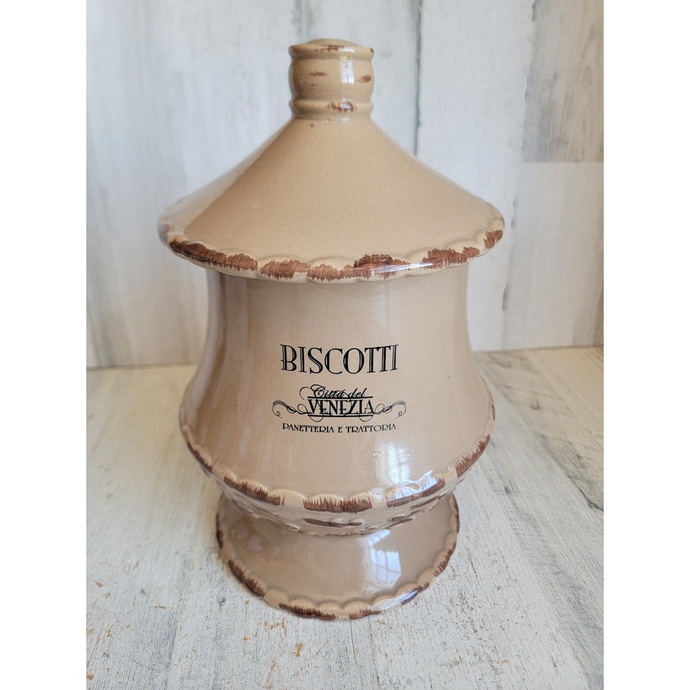 Biscotti Brown Cookie Jar citta del Venezia Ceramic Designpac Panetteria
